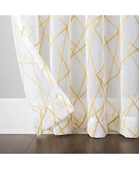 Abstract Geometric Embroidery Semi-Sheer Rod Pocket Curtain Panel