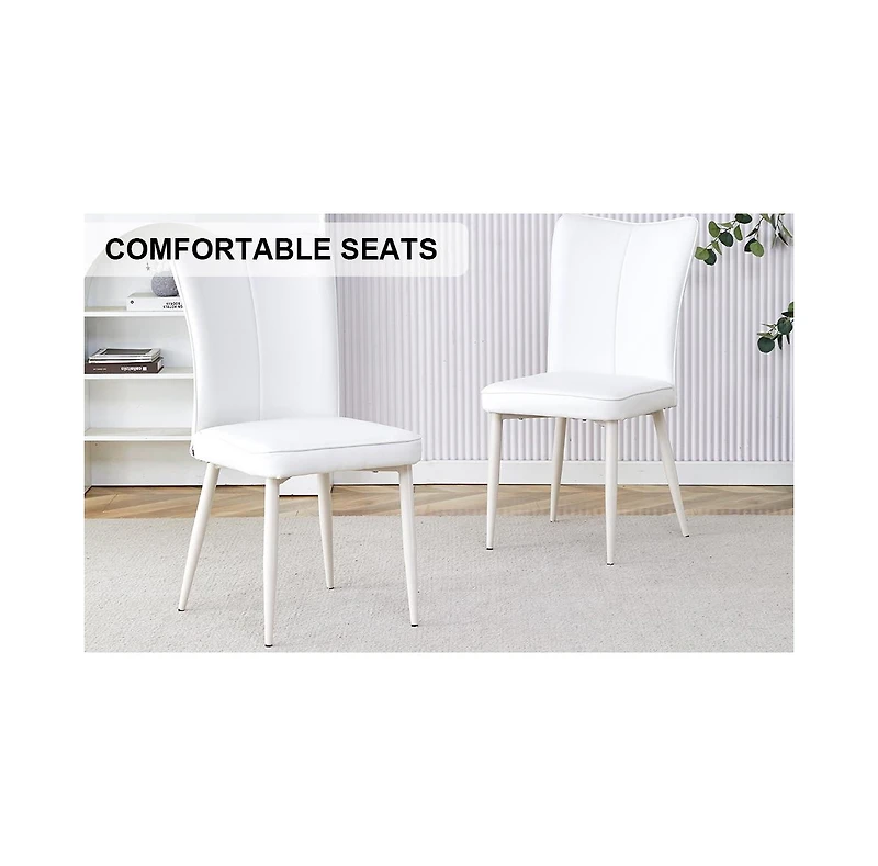 Streamdale White Pu Leather Dining Chairs (Set of 4)