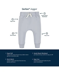 Gerber Baby Boys Navy and Grey Premium Joggers, 3-Pack