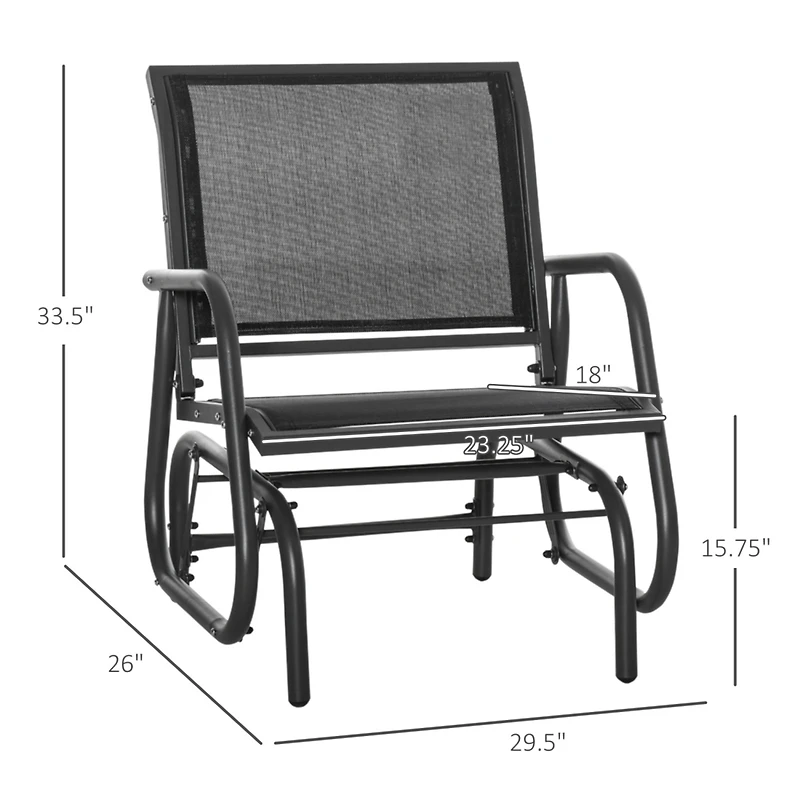 Porch Glider Set: Mesh Swing Chairs with Steel Frame