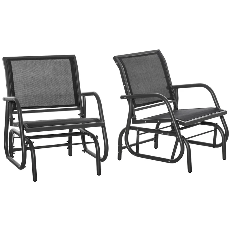 Porch Glider Set: Mesh Swing Chairs with Steel Frame