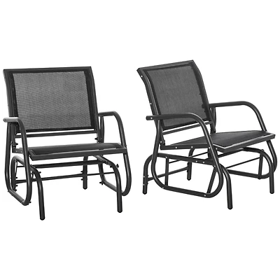 Porch Glider Set: Mesh Swing Chairs with Steel Frame