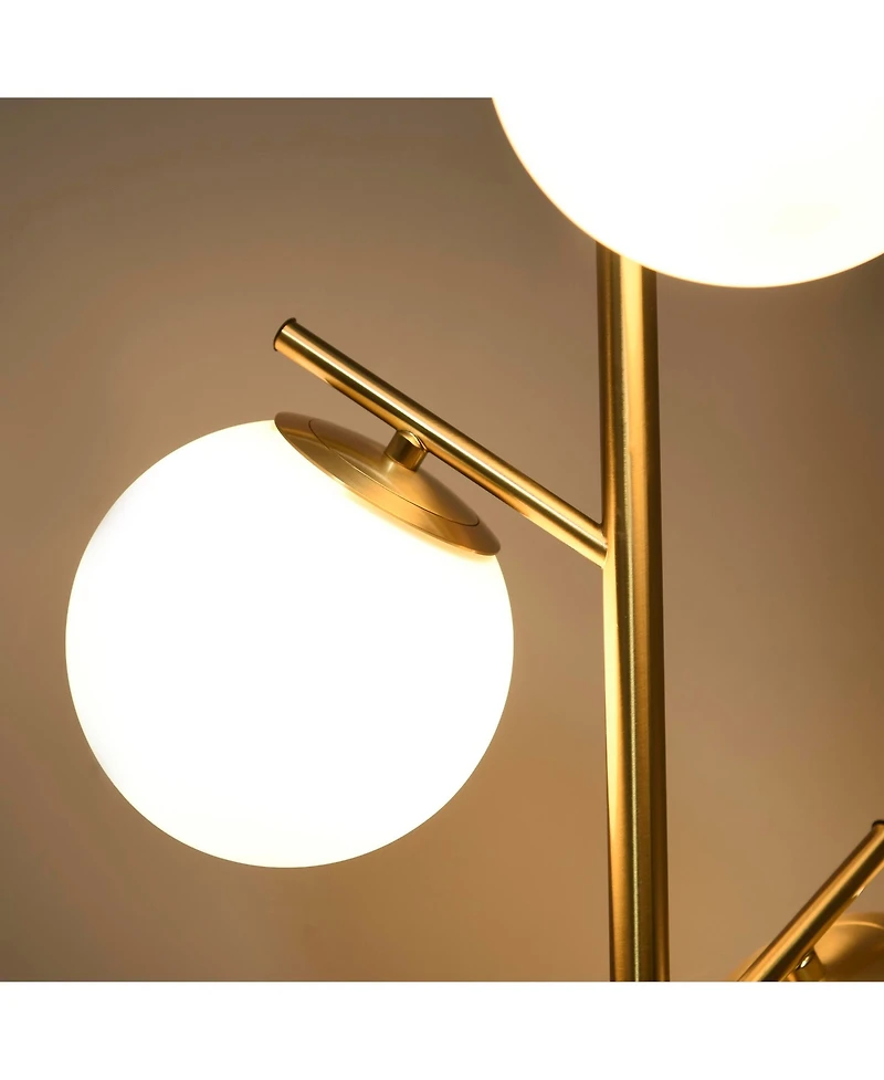 3-Light Gold Floor Lamp with Globe Shade