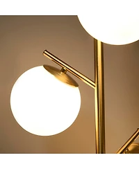 3-Light Gold Floor Lamp with Globe Shade