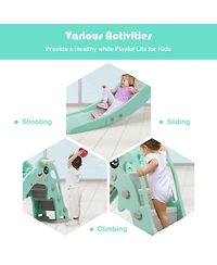 Sugift 3-in-1 Kids Climber Slide Play Set with Basketball Hoop and Ball