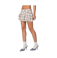 Edikted Womens Roni Plaid Pleated Mini Skirt