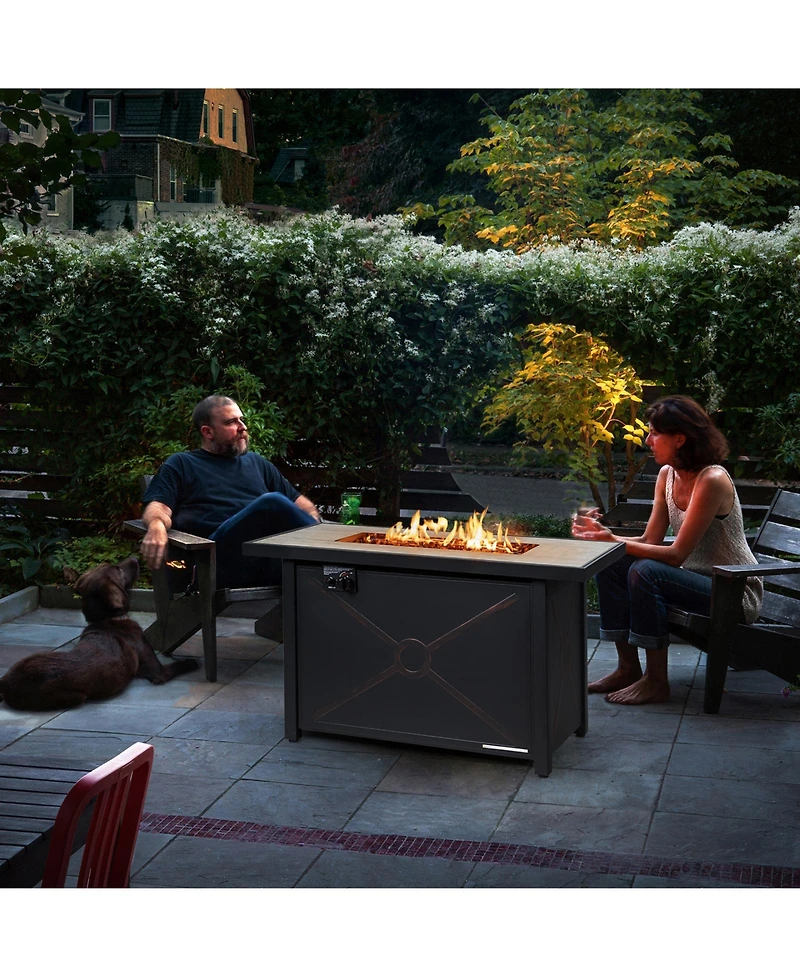 Inolait 42 Inch 60000 Btu Propane Fire Pit Table with Ceramic Tabletop