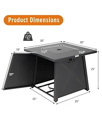 Inolait 30 Inch Square Propane Gas Fire Table with Waterproof Cover