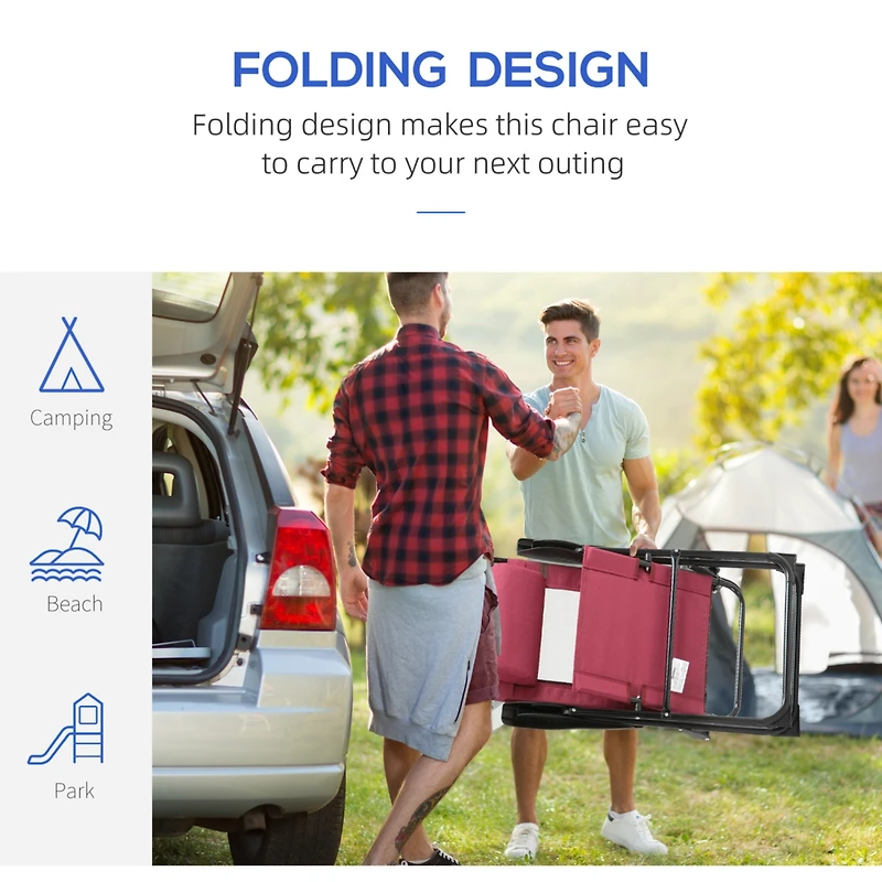 Folding Patio Chairs with Adjustable Sling Back (Set of 2)