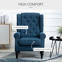 Blue Wingback Button-Tufted Accent Chair