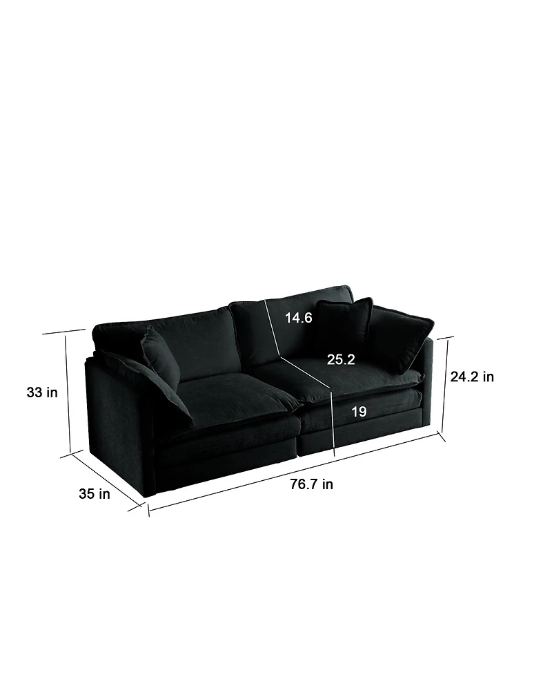 Streamdale Furniture Black Chenille L-Shaped Sectional with Ottoman