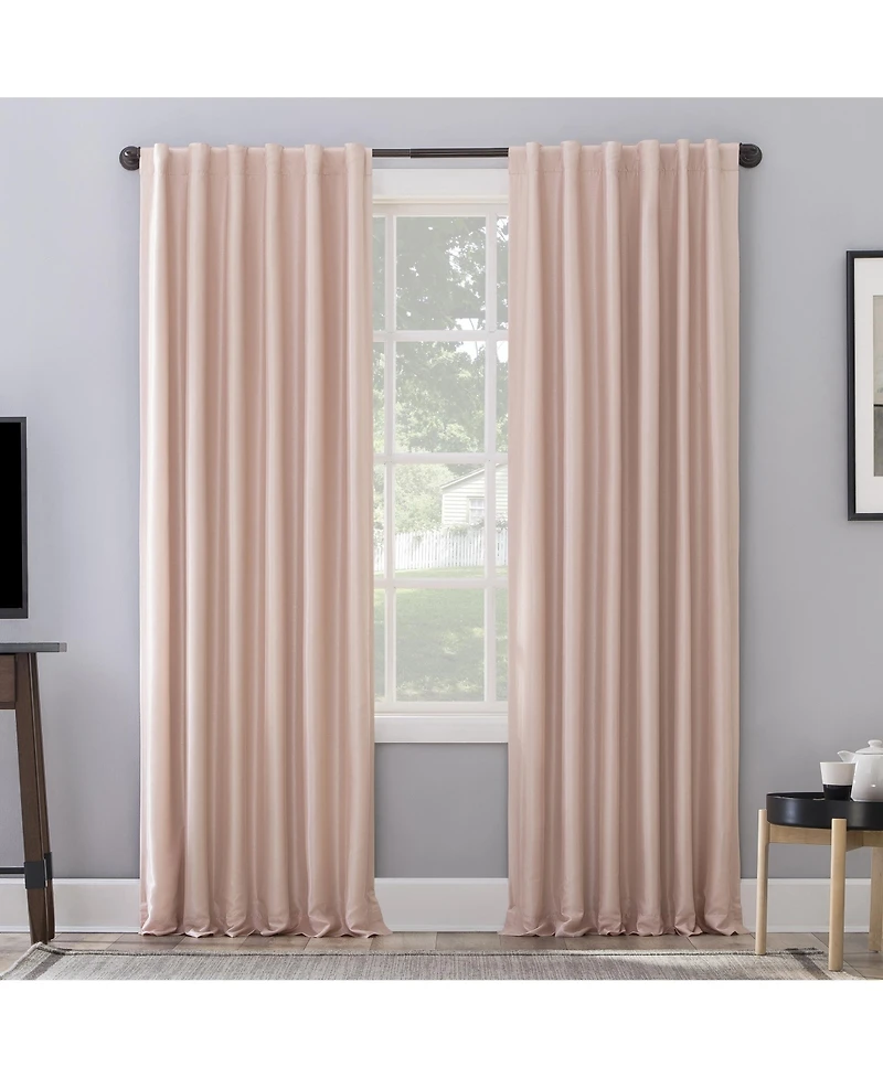 Evelina Faux Dupioni Silk Thermal Extreme 100% Blackout Back Tab Curtain Panel