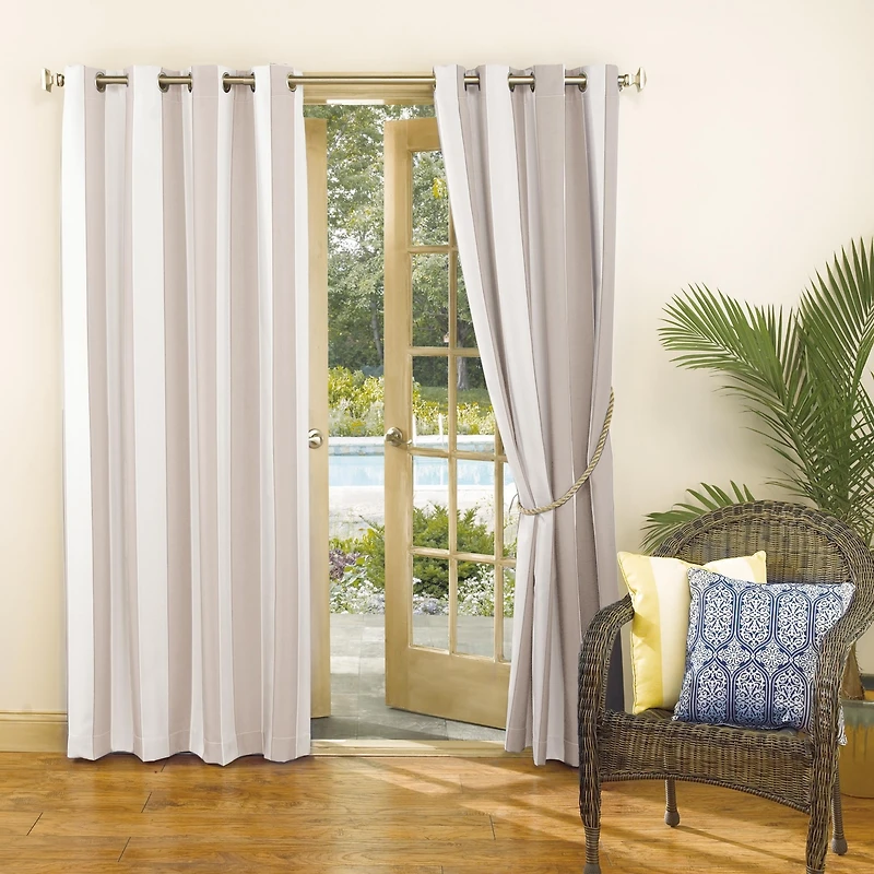 Valencia Cabana Stripe Indoor/Outdoor Uv Protectant Room Darkening Grommet Curtain Panel