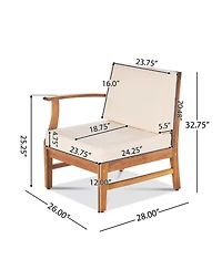 Streamdale Perla 6-Pc Acacia Wood Outdoor Sofa Set, Cream