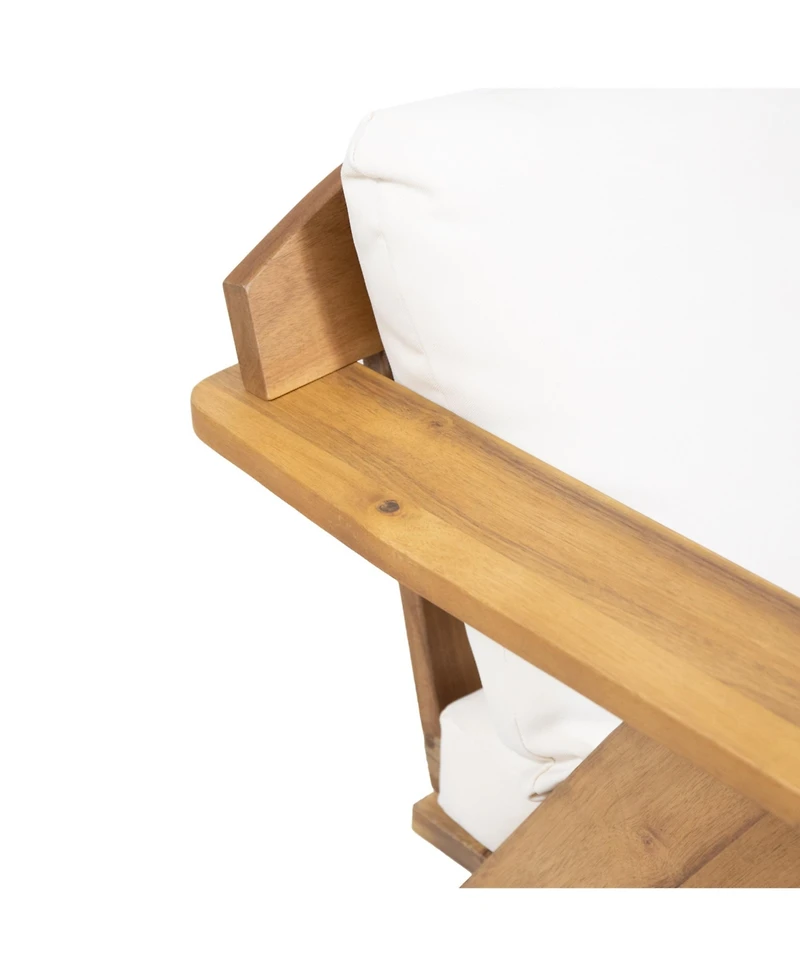 Teak Finish Acacia Club Chairs with Cushions (Set of 2)