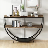 Streamdale Industrial Wood & Metal Demilune Console Table