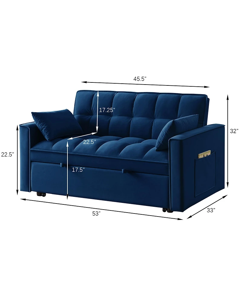 Streamdale Furniture Navy 4-in-1 Loveseat Sofa Bed with Storage