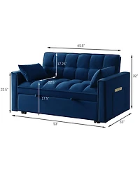 Streamdale Furniture Navy 4-in-1 Loveseat Sofa Bed with Storage