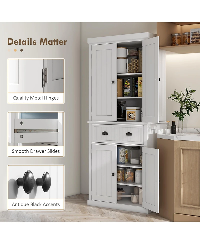 72" Tall Kitchen Pantry with Adjustable Storage