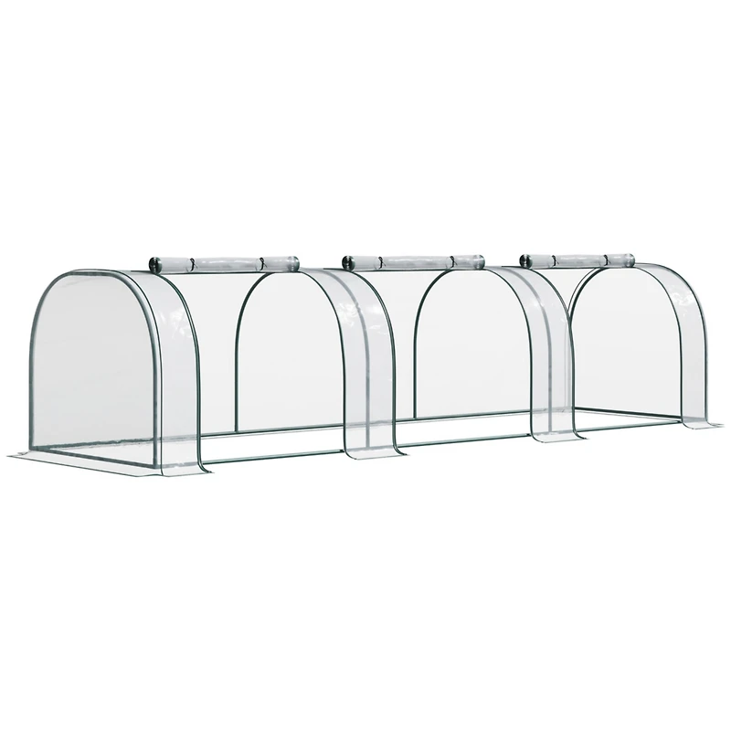 Mini Greenhouse: 11' x 3' x 2.5', Portable with Steel Frame