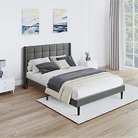 Streamdale Furniture Upholstered Platform Bed Frame with Tufted Headboard