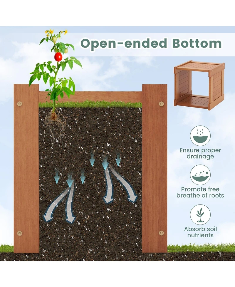 Wood Planter Box with Bench for Garden Yard Balcony