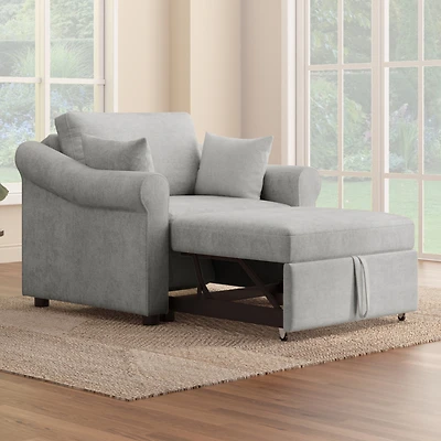 Streamdale Convertible Chenille Sleeper Chair, 3-in-1 Lounger