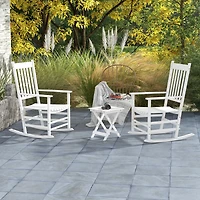 Wooden Patio Rocking Chair Set with Side Table