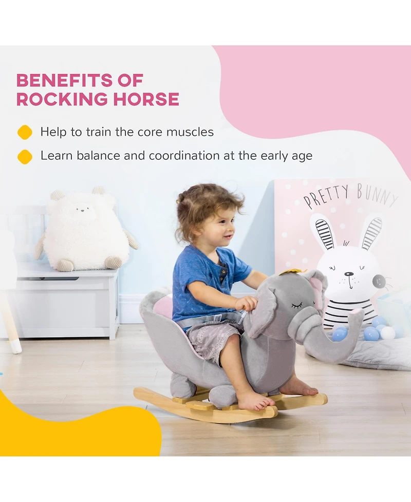 Streamdale Furniture Infant Elephant Rocking Chair with Sound and Safety Belt