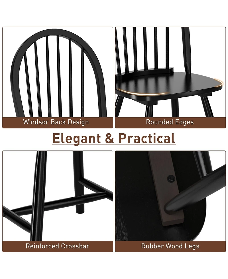 Set of 2 Vintage Wood Chair with Spindle Back for Dining Room