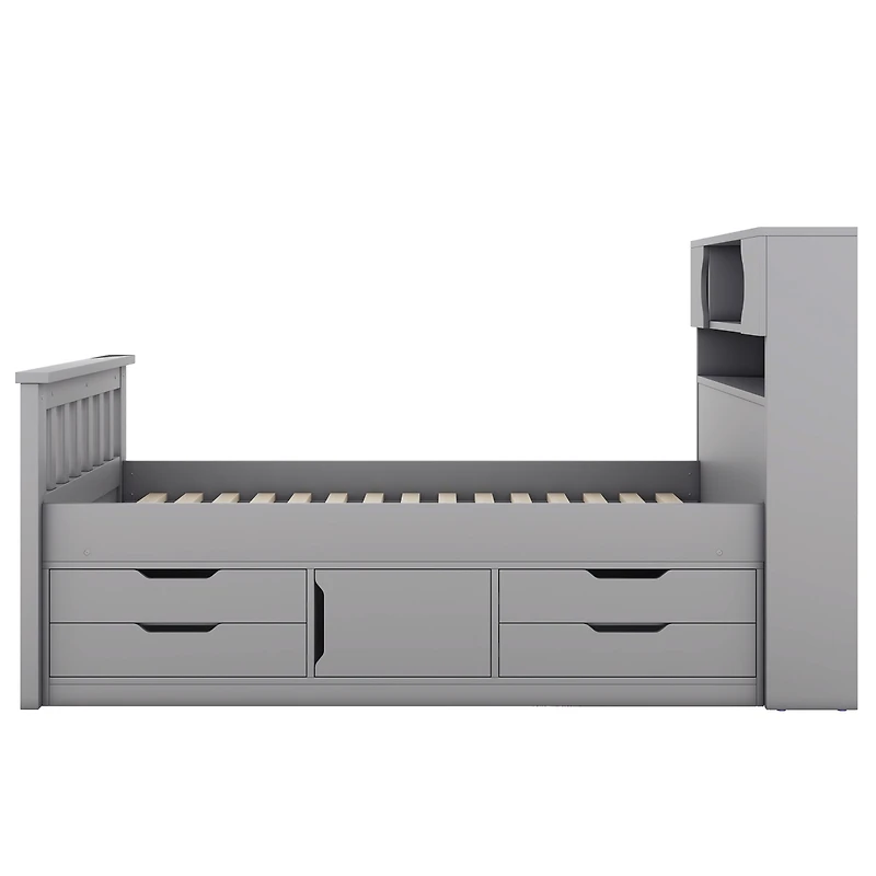 Streamdale Captain's Bed with Storage, Drawers, Gray