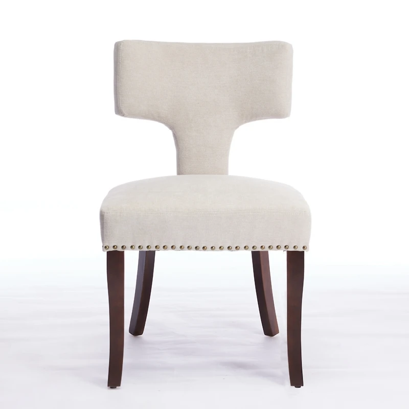 Streamdale Mid Century Modern Upholstered Dining Chairs, Set of 2, Beige