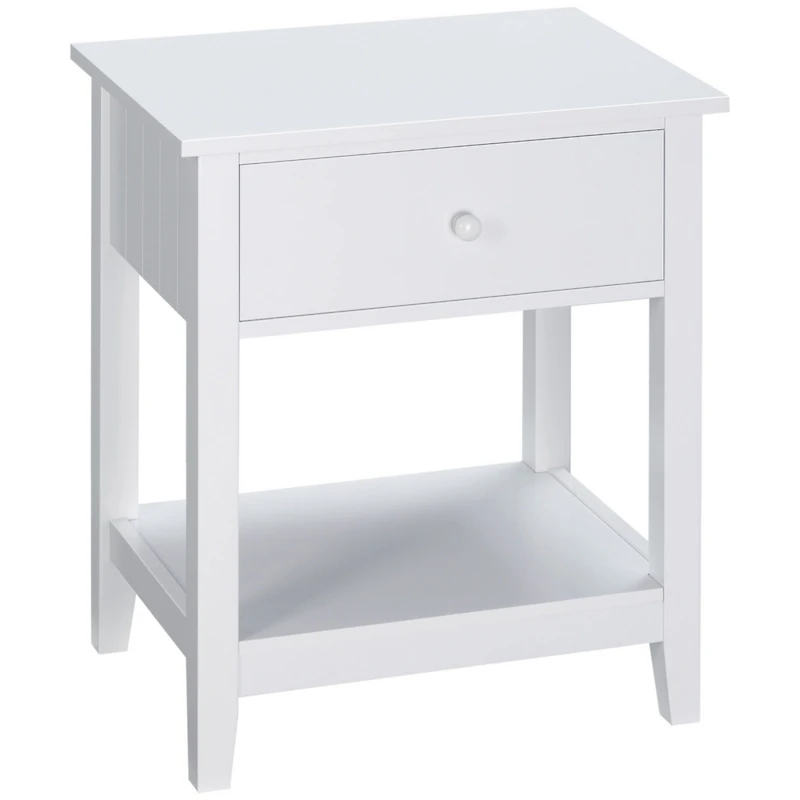 2-Tier Modern End Table with Drawer & Shelf