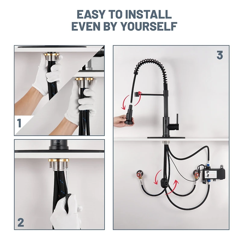 Casainc 1.8 Gpm Pull Down Touchless Sensor Single Handle Kitchen Faucet with Accessories