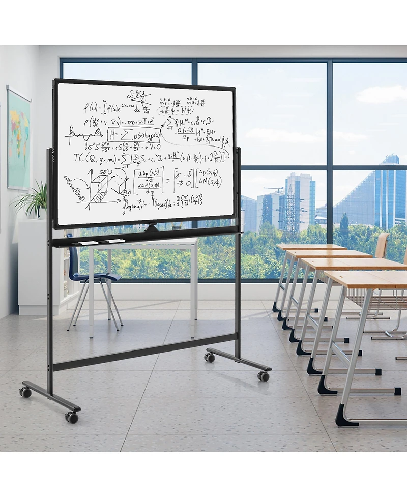 Vebreda 32 x 47 Inch Portable Rolling White Board-Black