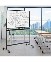 Vebreda 32 x 47 Inch Portable Rolling White Board-Black
