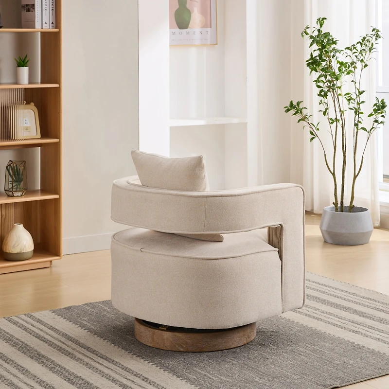 Beige Swivel Accent Chair for Modern & Comfy Seating