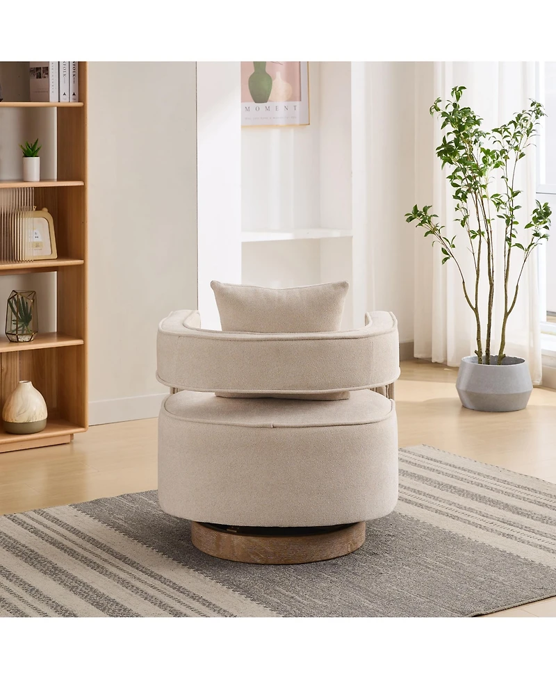 Beige Swivel Accent Chair for Modern & Comfy Seating