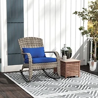 Outoor Wicker Rocking Chair with Cushion and Pillow