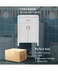 Streamdale 24" Space-Saving Bathroom Vanity Combo with Ceramic Sink