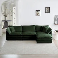 Streamdale Furniture Comfy Modular Oversized L-Shaped Sectional Sofa with Ottoman (Green)