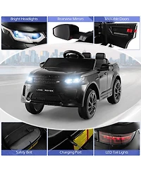 12V Kids Ride On Car with Remote Control Lockable Doors Slow Start System and Led Lights-White