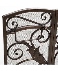 Streamdale Furniture Waterbury Gold Flower Fireplace Screen