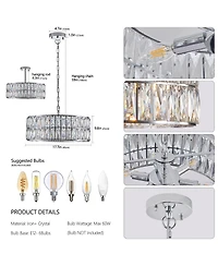 Streamdale Crystal Drum Chandelier with Silver Frame