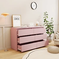 Streamdale Pink Large 6 drawers chest of drawer dressers table