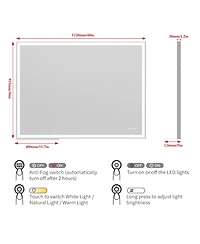 Streamdale 48" Led Vanity Mirror Adjustable Lighting, Anti-Fog