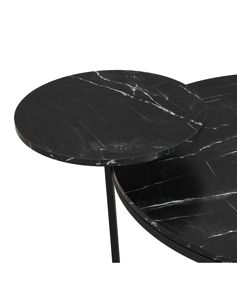 Streamdale Modern Coffee Table with Black Faux Marble and Tripod Base