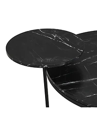 Streamdale Modern Coffee Table with Black Faux Marble and Tripod Base