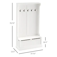 38" 3-in-1 Entryway Hall Tree with Bench, Hooks, and Shoe Rack