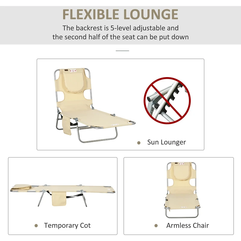 Folding Beach Lounge Chair with Adjustable Recline